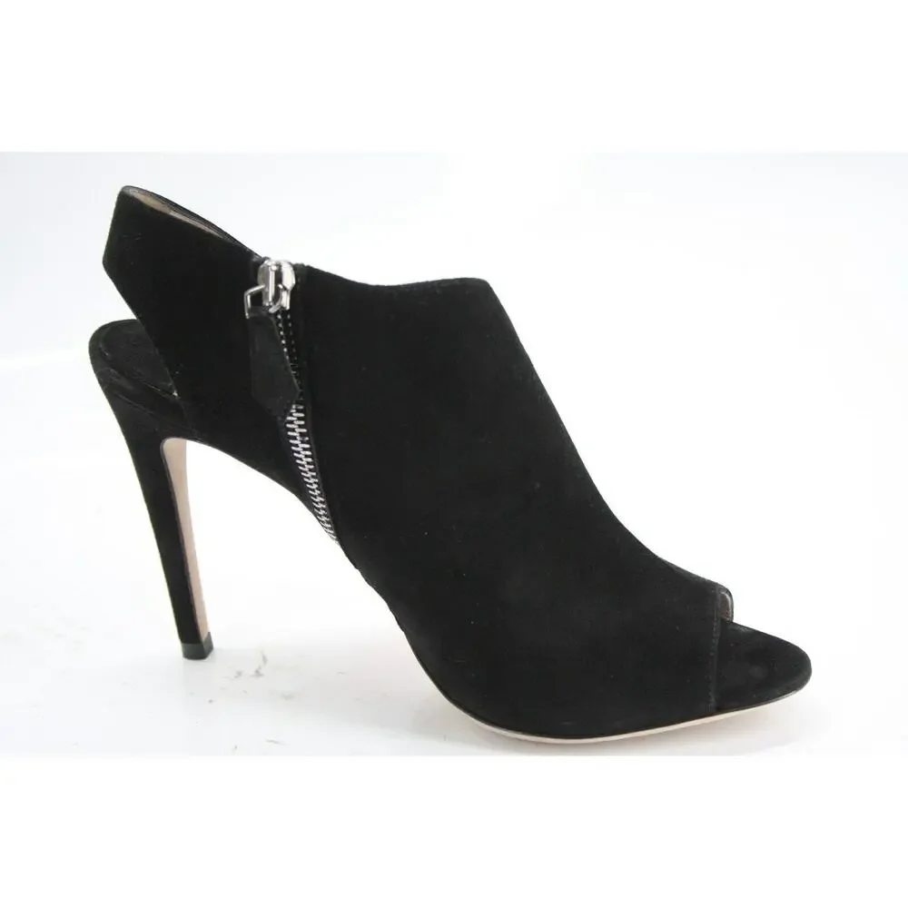 Miu Miu Black Suede Peep Toe Slingback Heel Pumps